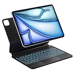 Inateck Custodia con Tastiera Magnetica Easy-Set per iPad Air 11" M4/M3/M2 (2024-25), Air 6/5/4 Gen, iPad Pro 11 4a/3a/2a/1a Gen, Supporto a Sbalzo Galleggiante, Retroilluminazione a 7 Colori Trackpad