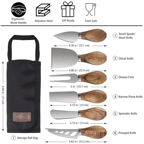 Esie Houzie Stainless Steel Cheese Knife Set with Wood Handle, 6 Piece by Esie Houzie - Used condition - Image 7