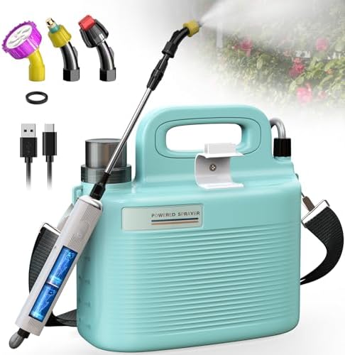 Sprayers in Lawn and Garden - 1.8 Gallon Battery Powered Sprayer with Pump, Telescopic Wand,Water Hose Nozzle - Portable Yard Sprayer for Weed Control, Fertilizing, Watering