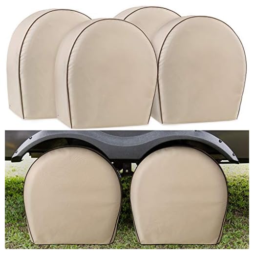 Leader Accessories 4-Pack Tire Covers Fits 29"-31.75" Diameter Tires Heavy Duty 600D Oxford Wheel Covers, Waterproof PVC Coating Tire Protectors for RV Trailer Camper Car Truck Jeep SUV Wheel, Tan