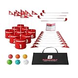 bucketgolf 9 Hole Bundle with Clubs - Outdoor Golf Game for All Ages, Adults, Kids, Family. Play Golf Anywhere, Yards, Beach, Park, Backyard. (4 Clubs (3 RH + 1 LH))