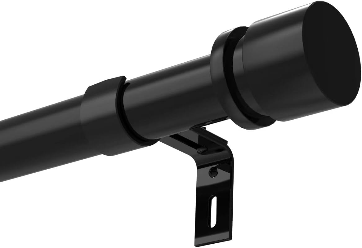 Latest Curtain Rods for Windows 28 to 144 Inches Length Adjustable 1 Inch Diameter Window Heavy Duty Curtain Rod with Aluminium Finials Set for Outdoor, Farmhouse, Bedroom, Living Room, Black Black 16" to 144"