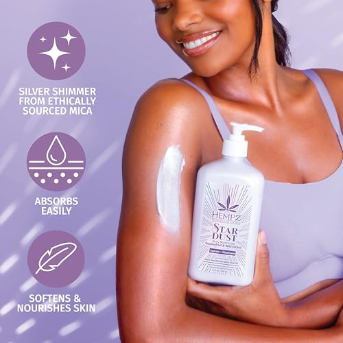 Hempz NEW Star Dust Body Lotion, Iridescent Glow Shimmer, Passionfruit and Wild Orchid, Hydrating and Nourishing Moisturizer, 17 oz.