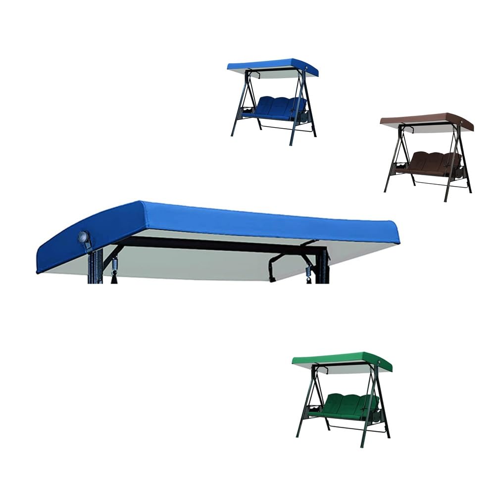 BEWEGNLNHK Patio Swing Replacement Canopy Top Cover 2 3 Seater Swing Canopy Replacement Waterproof Sun Shade Porch Swing Canopy Replacement Top Cover(Blue)