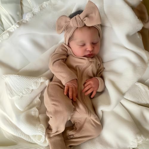 Muñeca Reborn de 20 pulgadas con cuerpo suave y ojos cerrados miniatura 1