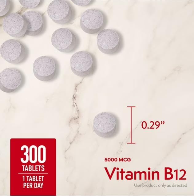 Vitamin B12 Quick Dissolve Tablets, 5000 mcg, Cherry, 300 ct.