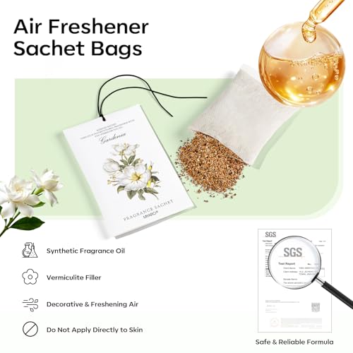 Image of MYARO Scented Sachet House Air Freshener - 12 Pack Long Lasting Gardenia Fragrance Deodorizer for Home Closet Drawer Car