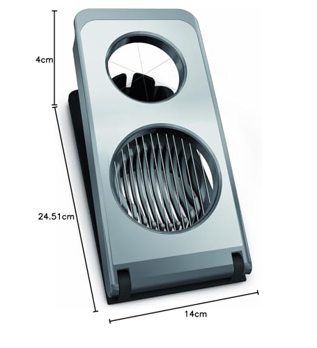 Foto von Leifheit Eierschneider Combi ProLine-Serie mit 3 Funktionen, Champignonschneider schneidet sauber und exakt, Küchenhelfer zum Schneiden von Eiern, Pellkartoffeln, rostfreier Schneidedraht, silber