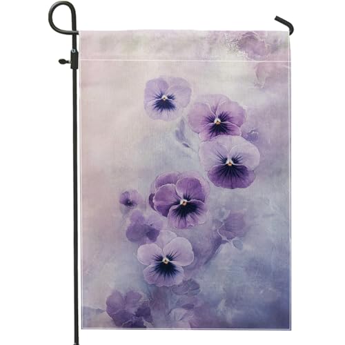 Drapeau de jardin de pensée violette pour printemps et été, bannière florale élégante pour pelouse, décoration d'intérieur double face, décoration d'intérieur extérieure, fête de vacances, décoration