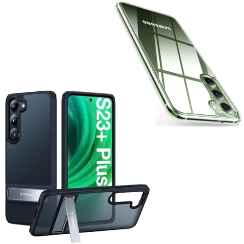 TORRAS case for Samsung Galaxy S23 Plus Case, MarsClimber Black & Diamound Clear