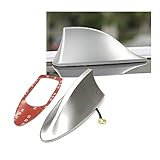 ZKFAR 1 PC Car Shark Fin Antenna with 3M Adhesive, Car Roof AM/FM Radio Signal Base Cover, Enhance Signal Shark Fin Antenna Cover Decoration (Silver)