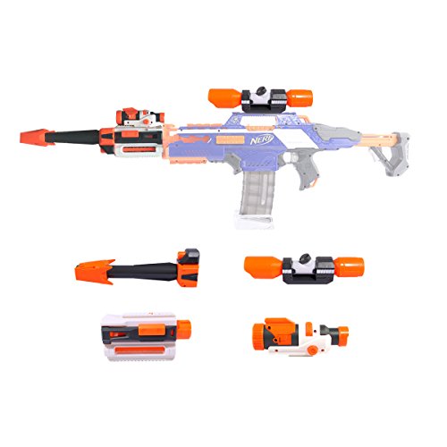 OviTop - Kit d'Accessoires Modifiés pour Nerf - 1 Lunette de Visée, 1 Lampe Tactique, 2 Tube Avant de Pistolet - Jeu de Tir Applicable pour Nerf