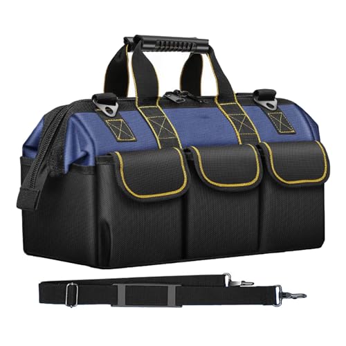 Borsa per Attrezzi Resistente Porta in Tela per di Grande Capacità con Cerniera Multi Tasche per a Bocca Larga per Uomo e Donna