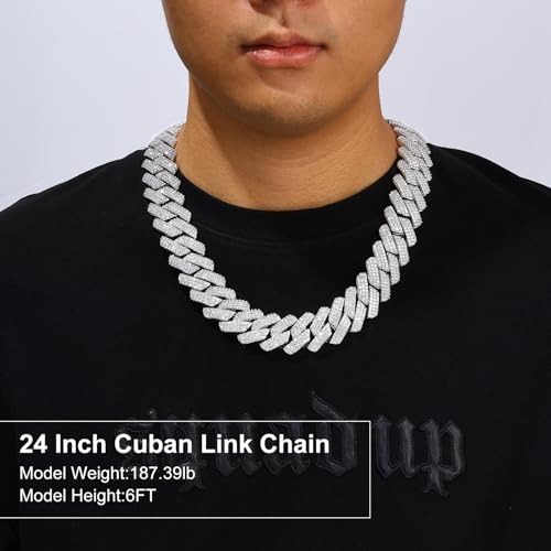 25MM Solid Big Cuban Link Chain for Men Thick Iced Out Chain 18K Gold Plated 5A+ Zicron Cuban Necklace Gold/Silver Iced Out Diamond Miami Cuban Link Necklace Bling Luxury Jewelry2