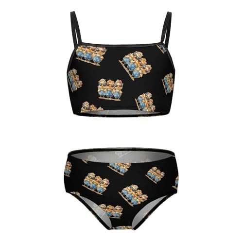 Chicken Mom Lady Girls Swimsuits Two Piece Bikini Sets Beach Sport Swimwear Bathing Suit