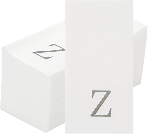 Miniatura 2 de Restaurantware Luxenap - Toallas de cocina de 15.8 x 7.9 pulgadas, 50 toallas de mano con letras, letras plateadas, letra "Z", fuente Sans Serif,