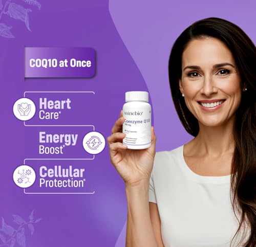 Image of Sainebio Coenzyme Q10 200 mg - High Absorption CoQ10 Supplement - Natural Energy Support - Heart & Cellular Health - 60 Capsules - Pack of 2