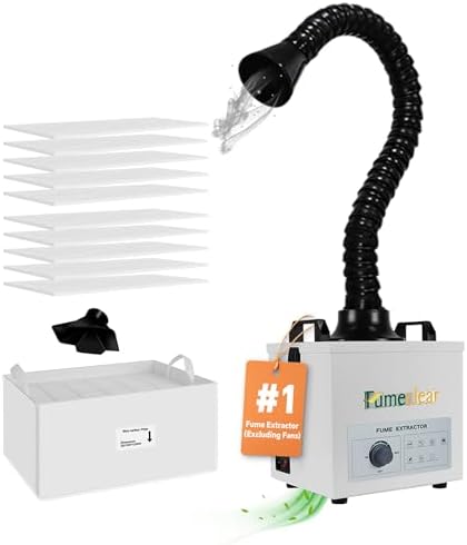 FumeClear Solder Fume Extractor - Powerful 100W Suction 200m³/h, Low-Noise, 3-Stage Filtration System with 12PCS Filters for Laser Welding Smoke Absorption and Desktop Soldering