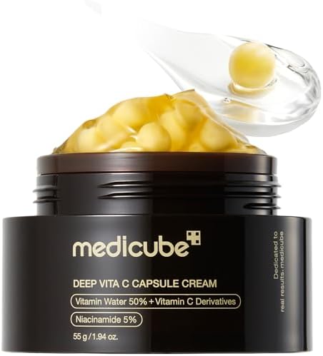 medicube Capsule Cream with Deep Vitamin C | Liposome Vitamin C Golden Capsule for Radiance & Firm-Looking Skin | Hydrating Glow Gel Texture | Korean Skincare, 1.94 oz
