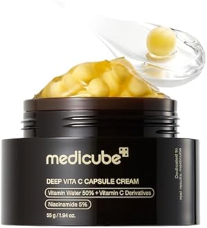 medicube Capsule Cream with Deep Vitamin C | Liposome Vitamin C Golden Capsule for Radiance & Firm-Looking Skin | Hydrating Glow Gel Texture | Korean Skincare, 1.94 oz