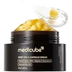 medicube Deep Vitamin C Golden Capsule Face Moisturiser - Liposome Capsules For Wrinkles, Skin Radiance - Transparent Gel for Glow Hydration - Korean Skin Care 1.94 oz