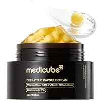 medicube Deep Vitamin C Golden Capsule Face Moisturiser - Liposome Capsules For Wrinkles, Skin Radiance - Transparent Gel for Glow Hydration - Korean Skin Care 1.94 oz