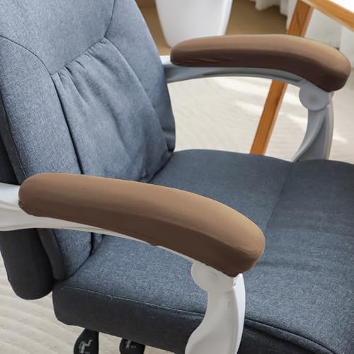 Image of HOKIPO 'SereneSolids' 140 GSM Armrest Covers for Office Chair (Elastic Style), 1 Pair, Dark Camel (AR-5933-DCML)