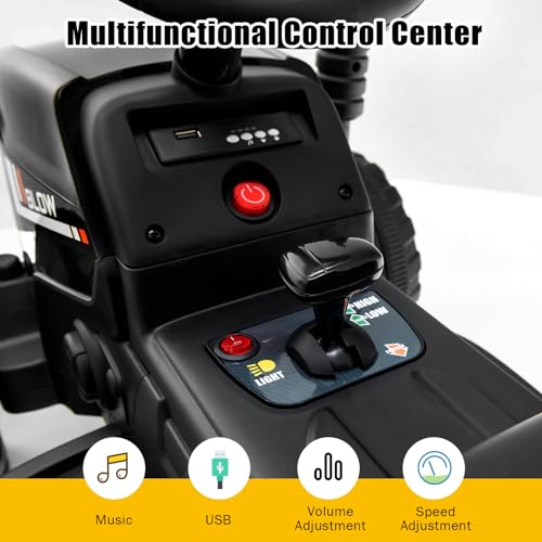Image of Costzon Ride on Tractor with Detachable Trailer, Kids' Electric Vehicles w /3-Gear-Shift Ground Loader, Wireless Design & USB, 7 LED Headlights, Remote Control Tractor Toy for Kids 3+ (12V, Black)