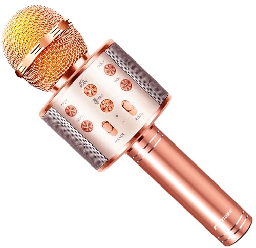 FINYIORE Microphone for Kids Voice Change Karaoke Microphone Kids Girl Gifts Handheld Wireless Bluetooth Microphone Home Party Favor Mic Microphones Kids Christmas Birthday Gifts