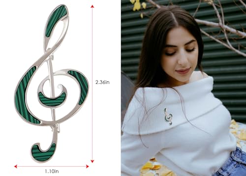 Image of Alilang Silvery Tone Abalone Shell Music Note Brooch Pin & Pendant Simple Accessories for Party Banquet New Years