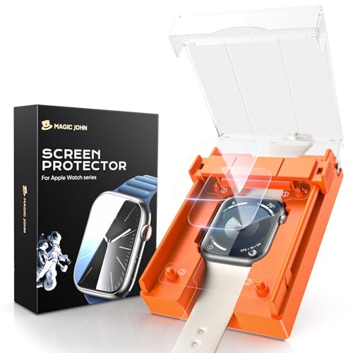 Image of MAGIC JOHN 2 Pack for Apple Watch 41 MM Series 9 /8 /7 Screen Protector | [Automatic Align Tech] Self-Healing Flexible EPU Film,HD Transparent, Anti Scratch, Bubble Free