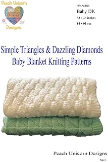 Knitting Patterns for Baby Blankets x 2, Beginner, Easy - Simple Triangles & Dazzling Diamonds, Knit and Purl Stitches Only, Double Knit DK Yarn, A4 Booklet.