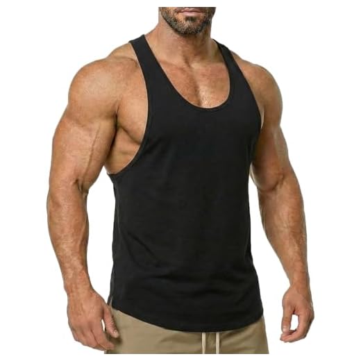 Magiftbox Men's Muscle Gym Workout Stringer Tank Tops Bodybuilding Fitness T-Shirts T01_Black_US-L