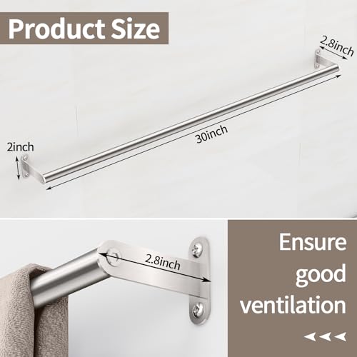 Juyson 30 Inch Bathroom Towel Bar, Towel Racks For Bathroom Wall Mounted, Stainless Steel Heavy Duty Modern Single Towel Bar Holder Towel Rod Wall Mounted, Brushed Nickel thumb #1