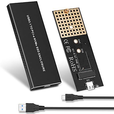 M.2 NVME Enclosure, Electop USB 3.1 to Type C Adapter PCIe 10Gbps Gen 2 ,Support Most PCIe NVMe M.2 M Key SSD of 2230/2242/ 2260/2280,Solid Mobile Hard Disk Box