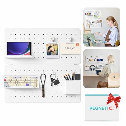 Pegnetic Upgraded Metal Pegboard Wall Organizer Kit – Magnetic, Heavy-Duty
