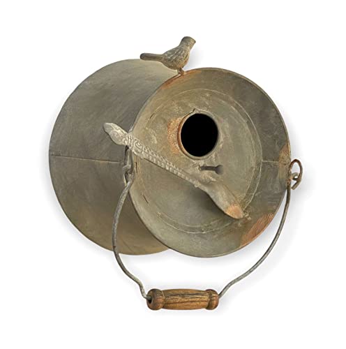 DanDiBo Vogelhaus zum Aufhängen Metall Deko Pott Eimer wetterfest...