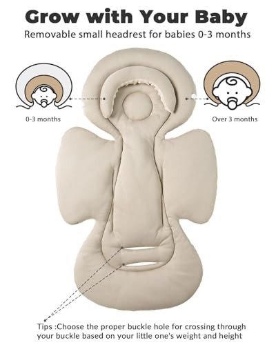 Image of TinlyFinly Infant Car Seat Insert with Extra Cushion for Preemie to Toddler, Reversible Newborn Carseat Insert for Baby Head Body Support, Fits for Stroller, Baby Swing, Bouncer - Dots, Beige