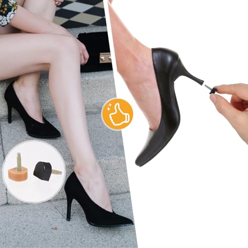Image of 24 Pairs Heel Caps for High Heels High Heel Tips Replacement High Heel Caps Protectors Heels Tips 7 /8 /9 /10 /11 /12mm Heel Cap Cover Shoe Replacement Dowels Shoe Heel Repair(Black Apricot)