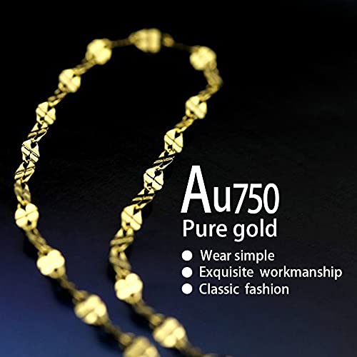 Solid 18K Yellow Gold Link Bracelet For Women Real Gold, Dainty Cute Tiny Four Leaf Clover Thin Chain Rose Bangle Gift For Her, Pure Gold With Certificate Fine Jewelry For Birthday Wedding Party Prom 6"-7.5"Inches Tennis Rope Bismark Ball Hand Delicate #TOP2