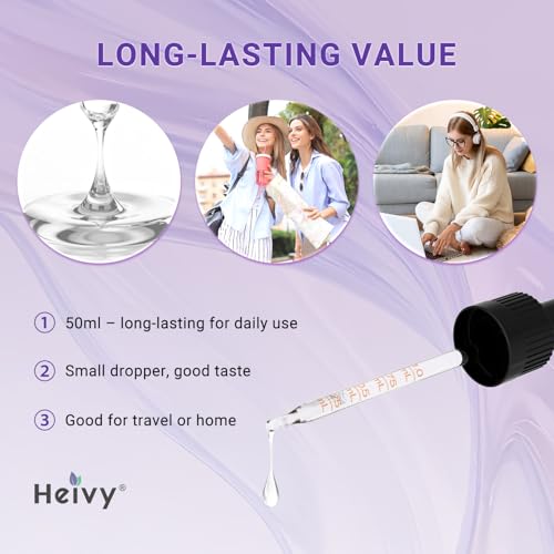 Image of Heivy High Potency Biotin & Collagen 70,000 mcg Liquid Drops for Women, Hair Growth Support, Strong Skin Nails - Made in USA - 50mL