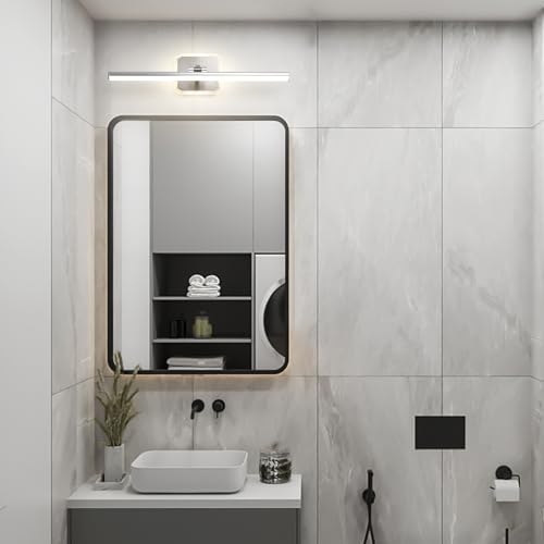 LPINMEIJU Bathroom Vanity Light Fixtures Over Mirror, Warm White LED 4000K Vanity Lighting Fixtures, Silver Vanity Lights for Mirror Bathroom Vanity Light Fixtures by LPINMEIJU - Used condition - Image 2