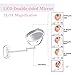 Wall Mounted Mirror Led Beauty Mirror 1X/10X Magnification Double Side,Folding Vanity Lamp Retractable 360 Rotating Function Shaving Mirror,Batteries(Not Included)/USB,Makeup and Shaving