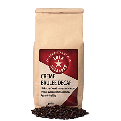 Lola Savannah Crème Brulée Whole Bean Coffee - Flavored Arabica Beans With Luscious Vanilla Custard & Caramel | Decaf | 2Lb Bag #TOP10