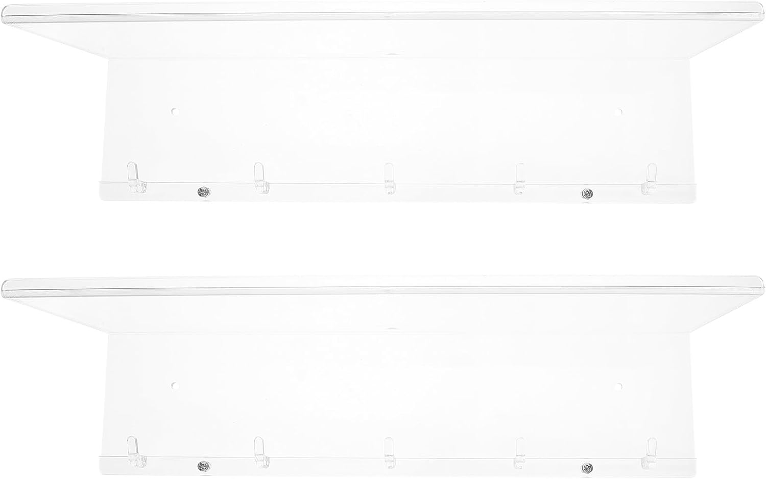 SUPVOX Acrylic Floating Shelves with Hooks 2pcs for Bedroom Wall Display