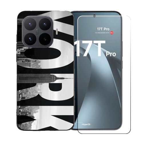 LCEHTOGYE �K�p Xiaomi 17T Pro +�����K���X�X�N���[���v���e�N�^�[�p�P�[�X�A�K�p Xiaomi 17T Pro (6.83")�ƌ݊����̂���u���b�N�\�t�gTPU�V���R���Q���P�[�X�ی�J�o�[ BST5