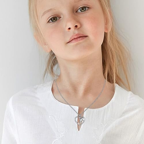 Horse Gifts for Girls Women Horse Lovers, Girl And Horse Heart Shape Pendant Necklace on Birthday Christmas Valentines Mothers Day Graduation Back to School4