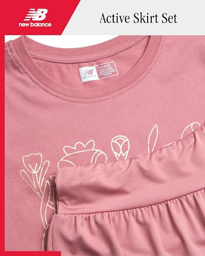 Image of New Balance Girls Athletic Skort Set - 2 Piece Active Short Sleeve Girls Shirts & Tennis Scooter Skirt Clothing Set