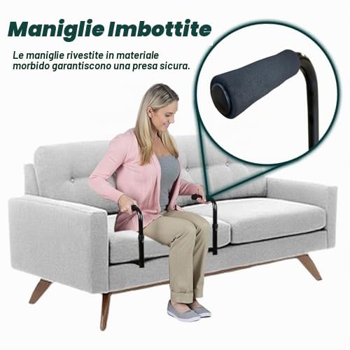 Maniglie regolabili per divano per anziani, supporto portatile con impugnatura in memory foam, aiuto per anziani, pazienti e disabili per alzarsi facilmente dal divano