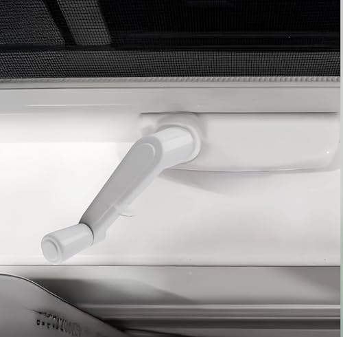 Image of Brixwell Crank Handle White Aluminum 3 /8 Inch Spline, 2-11 /16 Inch Length, 1-1 /2 Inch Height, 9 /16 Inch Knob Diameter, Durable Window Hardware Replacement for Smooth Operation and Secure Connection